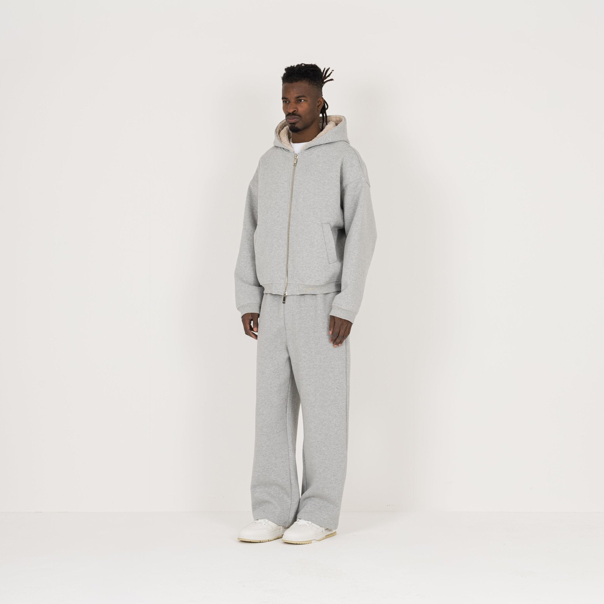 Model view of Destructive Sculpt Slate Marl Fleece Jacket